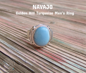 Navajo Sterling Silver Golden Hill Turquoise Men's Ring Size 10.5