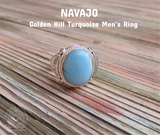 Navajo Sterling Silver Golden Hill Turquoise Men's Ring Size 10.5