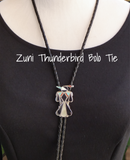 Native American Zuni Sterling Silver Turquoise Multi Inlay Thunderbird Bolo Tie