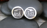 Native American Navajo Folk Art Sterling Silver Story Clip-on Earrings