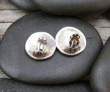 Native American Navajo Folk Art Sterling Silver Story Clip-on Earrings