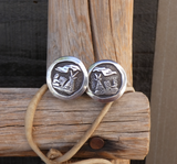 Native American Navajo Folk Art Sterling Silver Story Clip-on Earrings