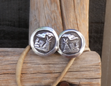 Native American Navajo Folk Art Sterling Silver Story Clip-on Earrings