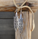 Large Native American Navajo Hopi Style Sterling Silver Feather Earrings