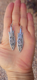 Large Native American Navajo Hopi Style Sterling Silver Feather Earrings