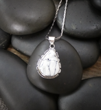 Navajo White Buffalo Sterling Silver Teardrop Pendant Native American Handmade