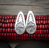 Native American Navajo Folk Art Sterling Silver Story Post Earrings