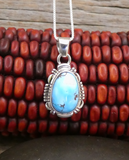 Sterling Silver Golden Hill Turquoise Pendant & Chain Navajo Native American