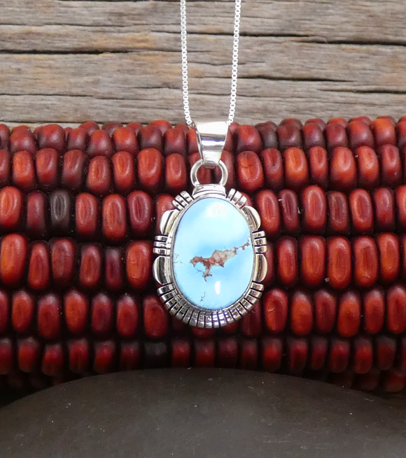 Navajo Sterling Silver Golden Hill Turquoise Pendant & Chain