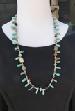 Native American Santo Domingo Turquoise Multi Stone Long Bead Necklace 28 Inch