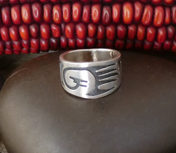 RARE Puhuhefyaya (Fernando) Native American Hopi Silver Band Ring Size 7