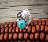 Native American Navajo Sleeping Beauty Turquoise Sterling Silver Ring Size 6