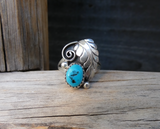 Native American Navajo Sleeping Beauty Turquoise Sterling Silver Ring Size 6