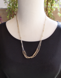 Liquid Silver 12KGF Necklace Native American 23.5 Inch 3 Strand Layered Necklace