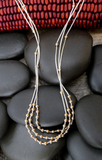Liquid Silver 12KGF Necklace Native American 23.5 Inch 3 Strand Layered Necklace