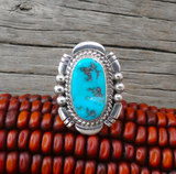 RARE! Vintage Navajo Sterling Silver Kingman Turquoise Ring Size 6.5 By Richard Long