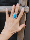 RARE! Vintage Navajo Sterling Silver Kingman Turquoise Ring Size 6.5 By Richard Long