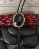 Native American Navajo Onyx Sterling Silver Bolo Tie