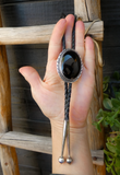 Native American Navajo Onyx Sterling Silver Bolo Tie