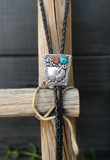 Navajo Coral Turquoise Sterling Silver Bolo Tie