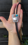 Navajo Coral Turquoise Sterling Silver Bolo Tie