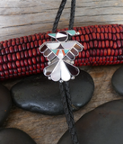 Rare! Zuni Sterling Silver Turquoise Multi Inlay Thunderbird Bolo Tie