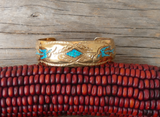 Navajo Bronze Turquoise Chip Inlay Women’s Bracelet