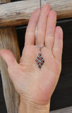 Rare Native American Zuni Petit Point Sterling Silver Coral Pendant