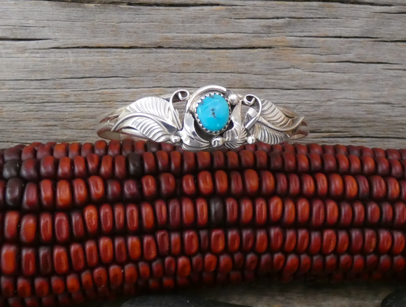 Navajo Sterling Silver Turquoise Bracelet, Vintage Native American