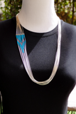 Liquid Silver 10 Strand Turquoise Heishi Bead Necklace 24 Inch
