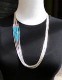 Liquid Silver 10 Strand Turquoise Heishi Bead Necklace 24 Inch
