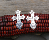 Native American Navajo Sterling Silver Vintage Cross Post Earrings