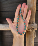 Turquoise Necklace, Single Strand Navajo Multi Stone Turquoise Beads 18"