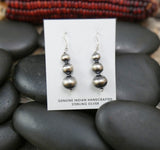 Native American Oxidized Sterling Silver Bead Dangle Earrings