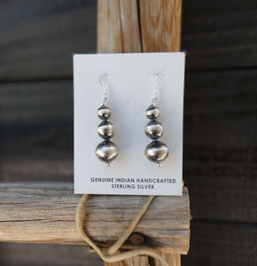 Native American Oxidized Sterling Silver Bead Dangle Earrings