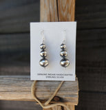 Native American Oxidized Sterling Silver Bead Dangle Earrings