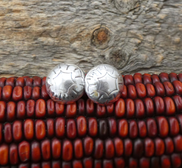 Navajo Silver Concho Dome Round Button Earrings Vintage Handmade