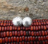Navajo Silver Concho Dome Round Button Earrings Vintage Handmade