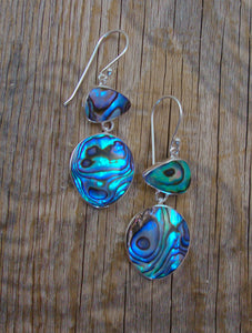 Abalone Silver Dangle Earrings