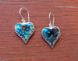Abalone Silver Heart Dangle Earrings