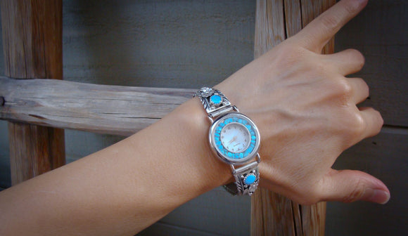 Native American Women’s Sterling Silver Turquoise Watch