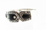 Victorian Silver Onyx Marcasite Band Ring Size 12