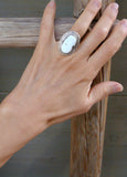 Native American Silver Women’s White Buffalo Ring Size 7.5