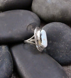 Native American Silver Women’s White Buffalo Ring Size 7.5