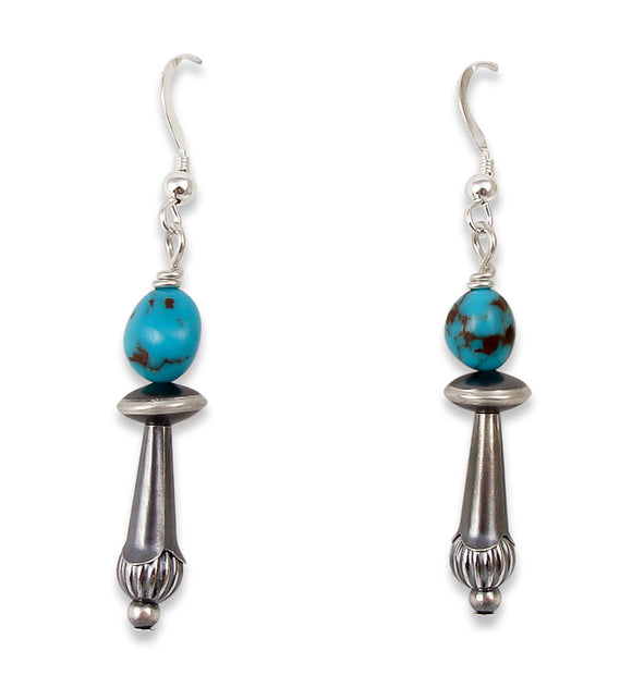 Navajo Turquoise Dangle Women's Silver Earrings