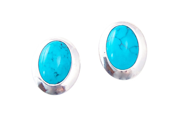 Turquoise Silver Post Earrings