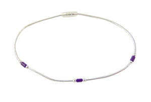 Liquid Silver Sugilite Bead Bracelet