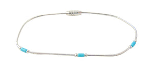 Liquid Silver Turquoise Bead Bracelet