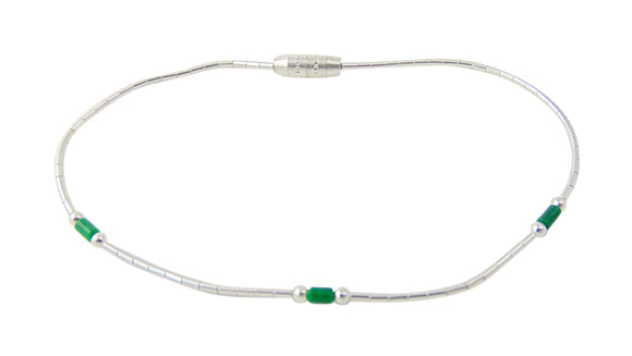 Malachite Liquid Silver Bead Bracelet