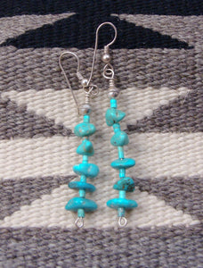 Native American Navajo Silver Turquoise Dangle Earrings